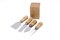 LIYING 4PCS Cheese Knives  with stand Set Bamboo Wood Handle Stainless Steel Blades Cheese Knife Slicer Kit Cooking Cutter