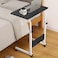 ECVV Mobile Side Table Movable Adjustable Laptop Computer Desk with Wheels Rolling Cart Portable Beside Sofa Couch Bed C-Shaped Dinner Tray Tables End Table for Living Room Bedroom-(60 * 40cm) Black&hellip;