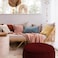 In House Round Decorative Linen Bean Bag - 70x25 cm - Burgundy
