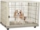 Dog cage with Open-top design, Lockable doors, and Universal wheels, Durable plastic dog crate kennel for medium and large dogs, suitable for indoor &amp; outdoor 82 cm (Khaki)