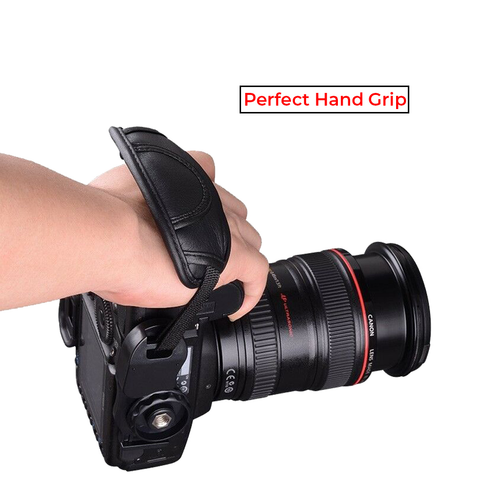 O Ozone Leather Professional Hand Grip Strap Compatible For Nikon Camera, For Cannon DSLR Camera, Digital Camera, Slr, Mirrorless Camera &amp; Camcorders [Anti-Slip Strap] - Black