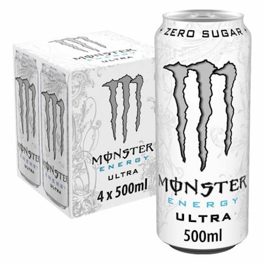 Monster Zero Ultra White Energy Drink 500ml x Pack of 4