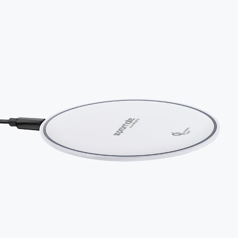 Promate Qi Wireless Charger, Ultra-Slim Qi Certified Fast Wireless Charging Pad with LED Light, Anti Scratch Surface and Over-Heating Protection for iPhone X, 8, 8 Plus, Galaxy Note 8, S8, AuraPad-3 White