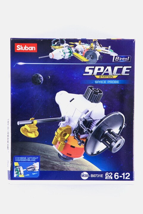 Sluban 62 Pcs Space Station, Space Probe, 8 In 1, Kit, Terminal Blocks, White Combo