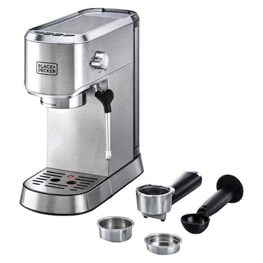 Black &amp; Decker Professional Espresso Coffee Machine ECM150-B5 Silver And Black 1450W