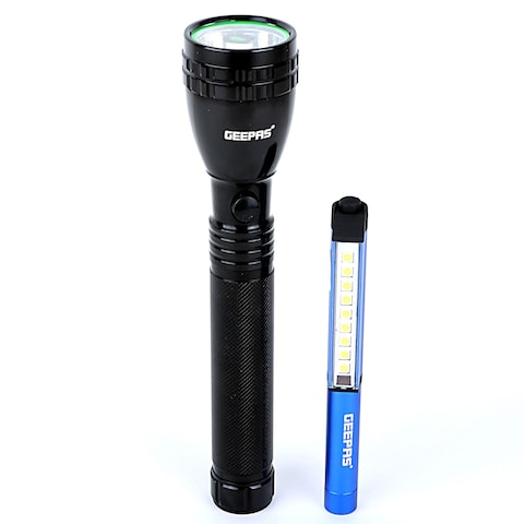 Geepas Gfl4647 Rechargeable Led Flashlight, Set Of 2