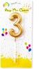 Party Time Gold Number 3 Birthday Candle Kids Adult Birthday Cake Decoration - Number Candle For Anniversary, Valentines Birthday Candle Cake Topper