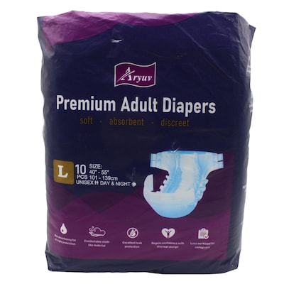 Aryuv Premium Adult Diapers Large 10 Pieces