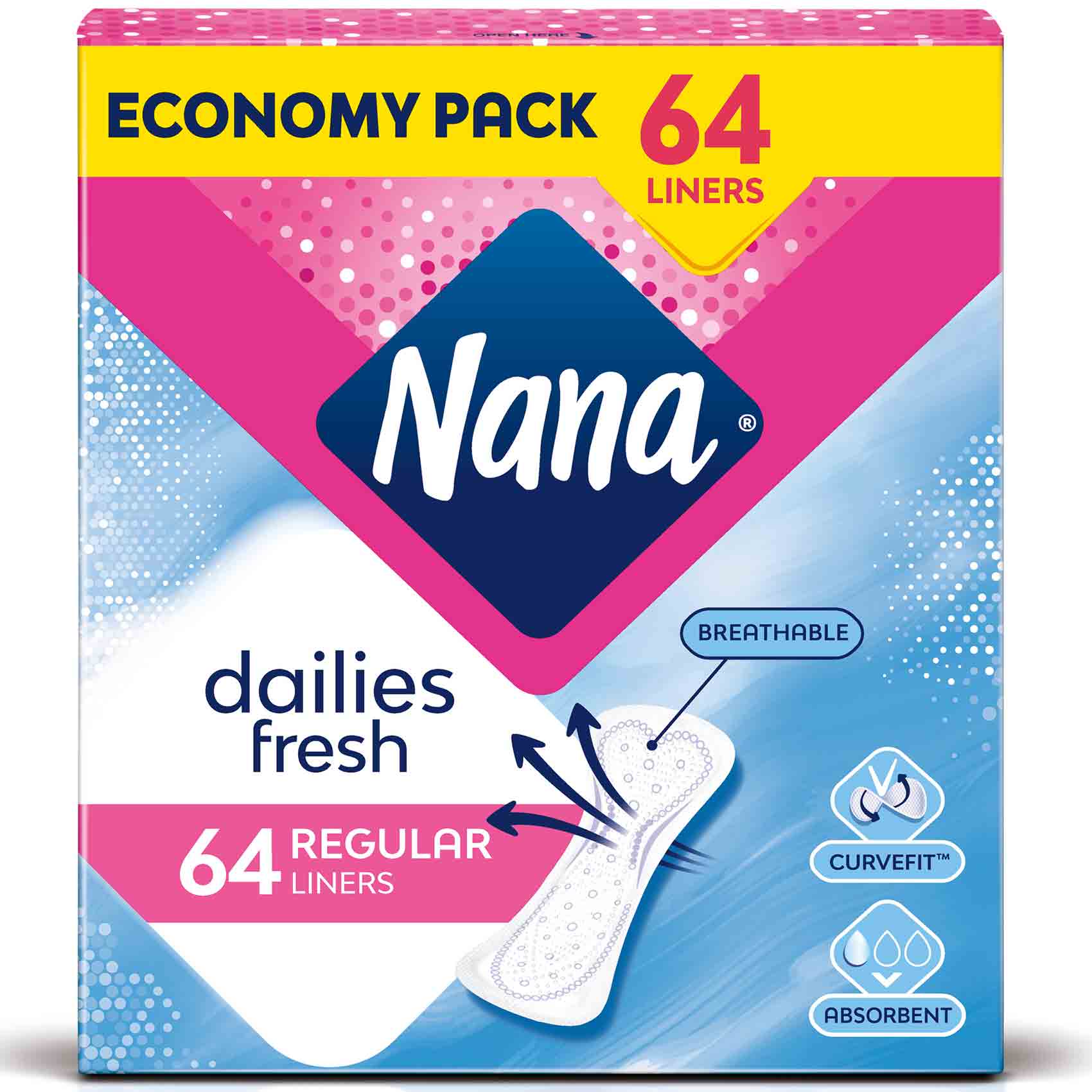 Nana Pantyliners Economy Pack Regular 64 Pads product thumbnail 2