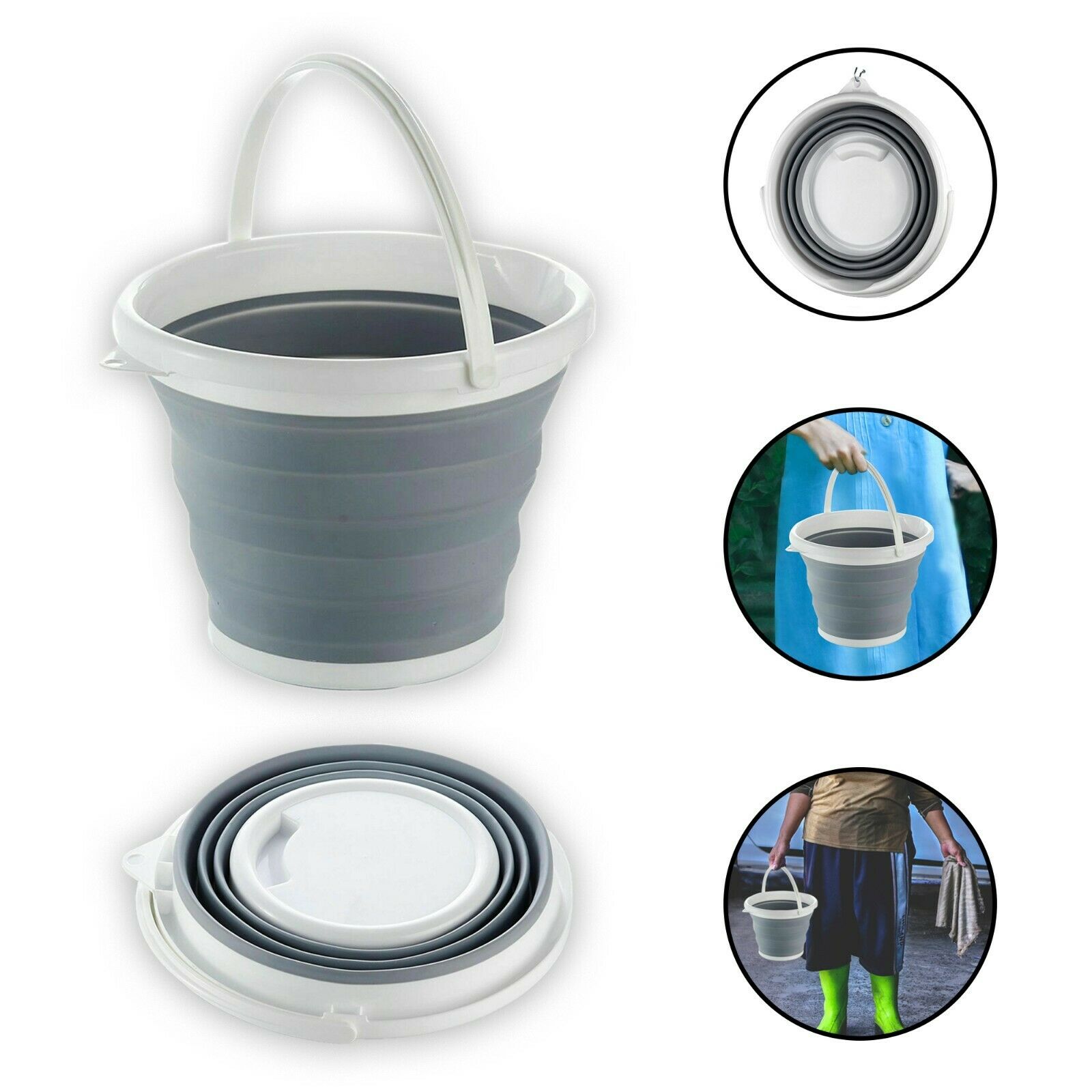 Aiwanto 10L (2.6 Gallon) Foldable Bucket Plastic Water Bucket Bathroom Bucket Car Washing Bucket Portable Bucket Cloth Storage Washing Bucket Basket