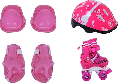 Top Gear Roller Skates Shoes, TG 9008, Adjustable For Kids, Double Row 4 Wheel With All Wheels, Fun For Kids, Pink, Small