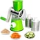 SHOWAY Manual Tabletop Drum Cheese Grater, 3 in 1 Rotary Shredder Slicer Grinder for Cucumber Nut Potato Carrot Cheese, Vegetable Salad Shooter,Green