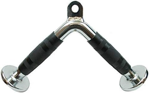 Max Strength Barbel Machine Cable Attachment Pro Grip Revolving Non Slip Handle Bar Pro Grip Revolving Pull Down Lat Bar-Silver, For Bicep Tricep