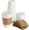 Markq [50 Sets] Disposable Coffee Cups with Lids and Sleeves - 12 oz. White Hot Paper Cups