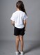 Mei Stylish Unisex Kids Active wear T-Shirt And Shorts-Short sleeve t-shirt and short sets, 7-8 Years, White &amp; Black