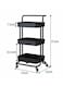 حامل رفوف للتنظيم من المعدن مزوّد بعجلات ومكوّن من 3 رفوف أسود 87x36x43سم