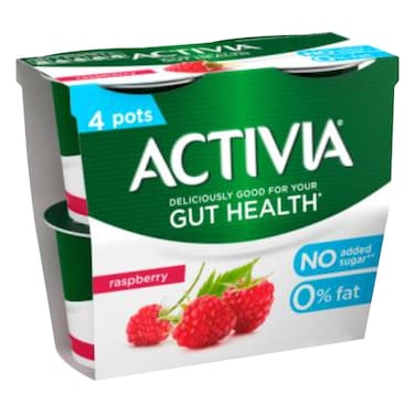 Activia Yogurt Raspberry No Added Sugar 115g x Pack of 4