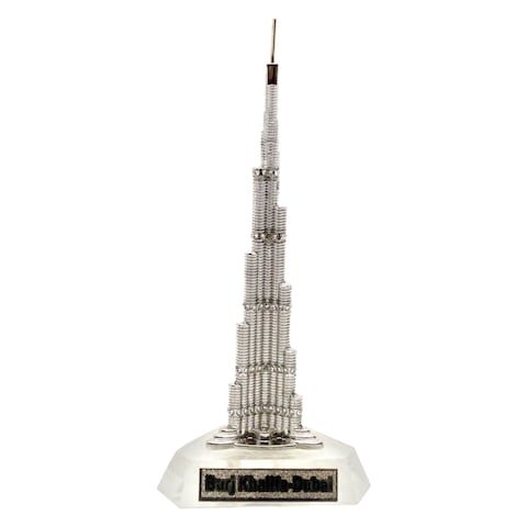 تمثال برج خليفة مطلي بالذهب باللون الابيض 12.5 سم