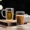 1CHASE Double Wall Insulated Coffee Tea Cups 450ml, Clear Coffee Mugs - Espresso, Cappuccino, Tea, Latte Cups, Cold/Hot Beverage - Set Of 4