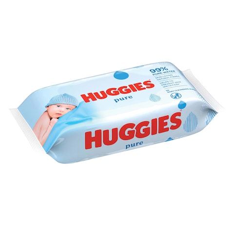 Huggies Pure Baby Wipes, 99% Pure Water Wipes, 1 Pack x 56 Wipes