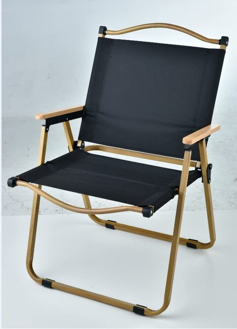 
LANNY Portable Folding Camping Chair Fishing Camping Chair with Wooden Handle Aluminum Bracket Stable - Outdoor Picnic Chair For BBQ Beach Chair BLACK