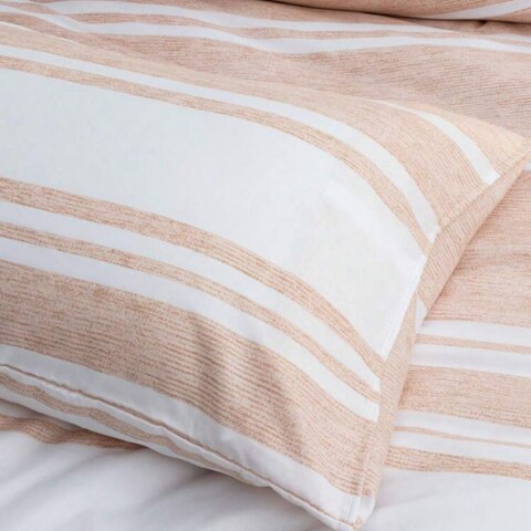 Luna Home Queen Size 6 Pieces, Coral Stripe Design Duvet Cover Set