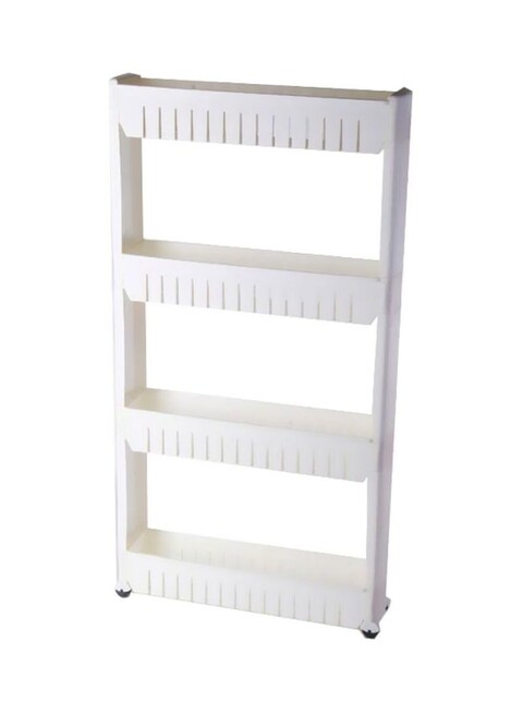 4-Tier Storage Rack With Wheels White 107x13x75centimeter