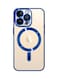 iPhone 13 Pro Max Clear Case with MagSafe Wireless Charging Compatible Back Cover with Electroplating Shockproof Frame Blue