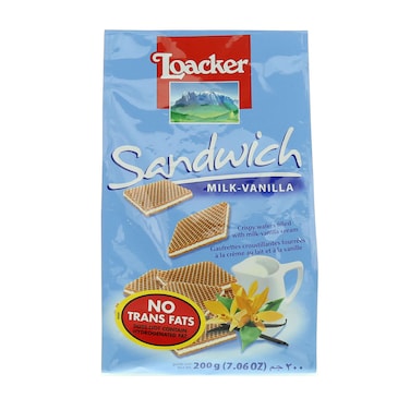 Loacker Sandwich Milk-Vanilla Crispy Wafers With Milk-Vanilla Cream 200g