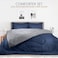 Hotel Linen Klub Reversible Down Alternative Comforter Set, Ultra Soft Brushed Stripe Microfiber Fabric, 200GSM Soft Fibersheet Filling, Size: Double 220 x 240cm, Navy Blue &amp; Dark Grey