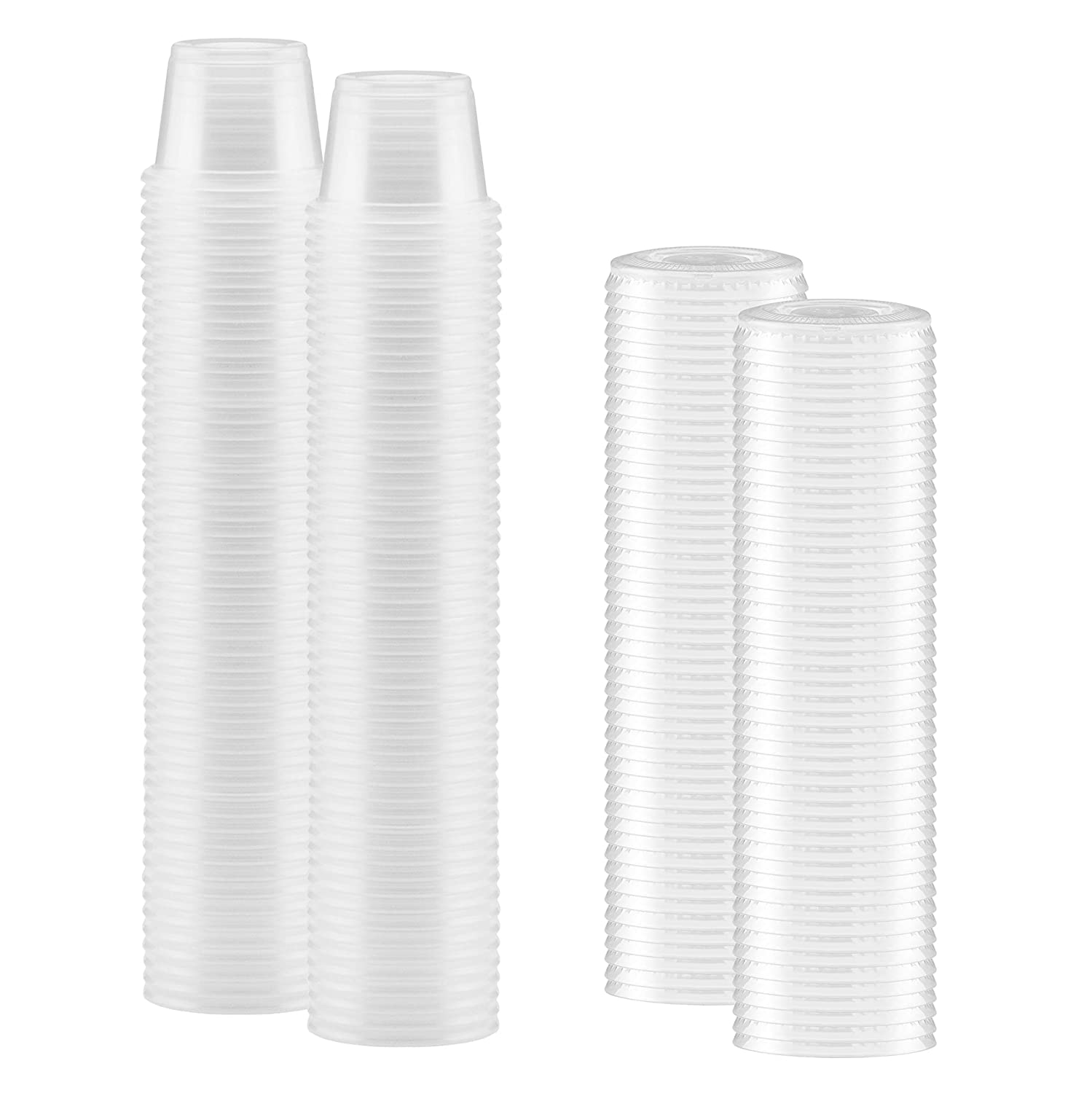 Buy 100 SET -Disposable Plastic Clear Sauce Cups With Clear Lid - 30ml ...
