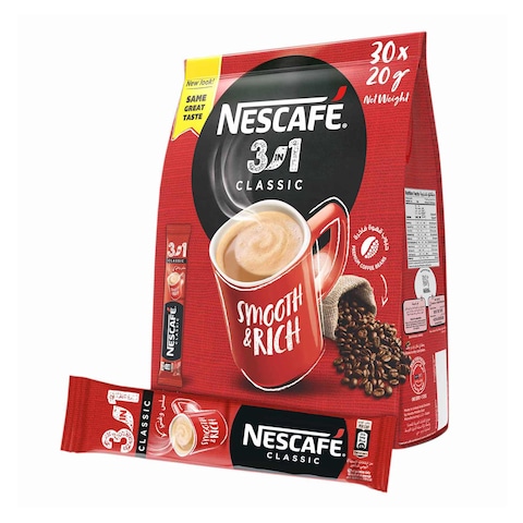 Nescafe 3-In-1 Classic Instant Coffee Mix 20g Pack of 30