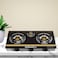 DOMEA Gas Burner With Auto Ignition, 3 Burners Stove, With Tempered Glass Top, Cast Iron Burner, Perfect For Home, Apartments
