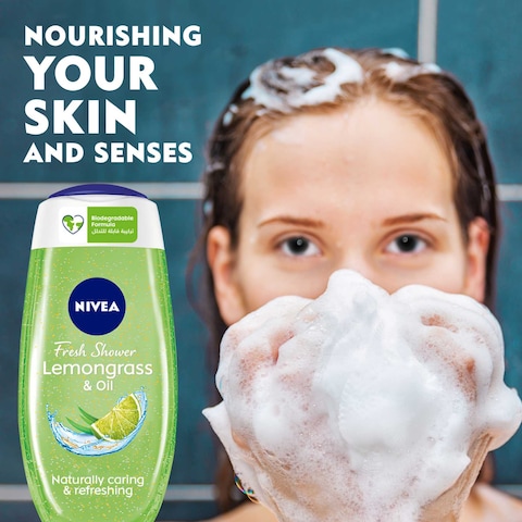 NIVEA Shower Gel Body Wash Lemongrass &amp; Oil Caring Oil Pearls Lemongrass Scent 250ml