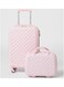 Partner 4-Piece Textured Checkered Luggage Trolley Set, Pink