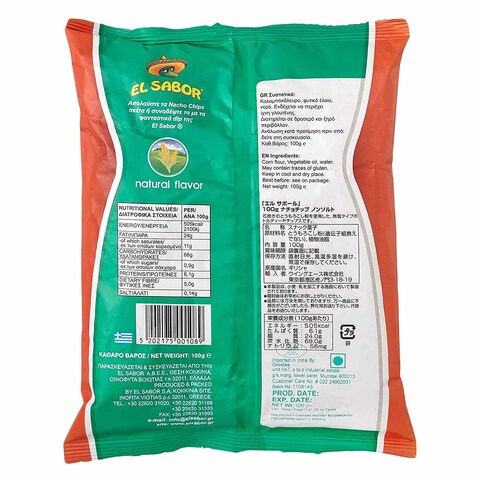 EL Sabor Natural Nacho Chips 100g