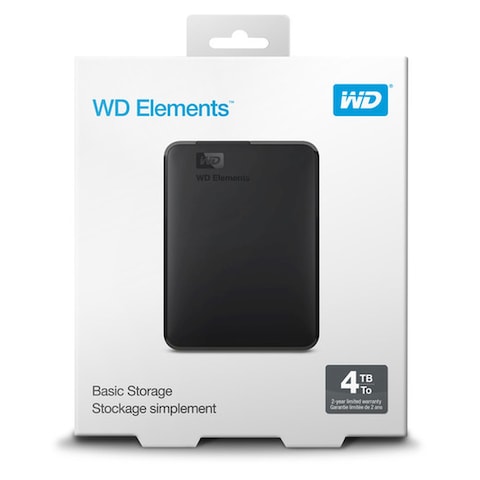 WD Elements Portable External Hard Disk Drive 4TB Black