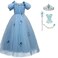 FITTO Halloween Cinderella Butterfly Dress Blue &amp; Purple Ombre Costume with Accessories, size 150