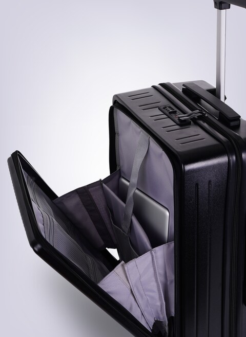 Front Open Cover 20 inch Large Capacity Trolley Suitcase, Password Case, Universal Wheel Suitcase(Black