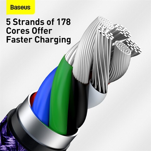 Baseus USB-C to Lightning Fast Charging Data Transfer Cable Type-C PD 20W Cafule Series Fast Power Delivery 1m Purple