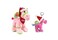 Bundle item - Pink camel with Santa hat with Merry Christmas print on red bandana, size 18cm + Dark Pink key ring with Santa Hat 12cm