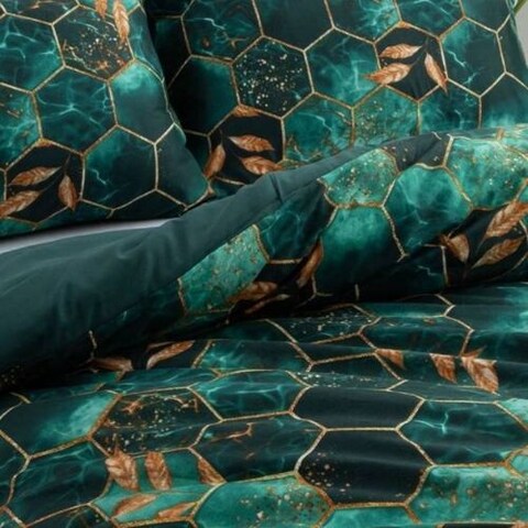 Luna Home Single Size 4 Pieces, Maroon Marble Design Duvet Cover Set