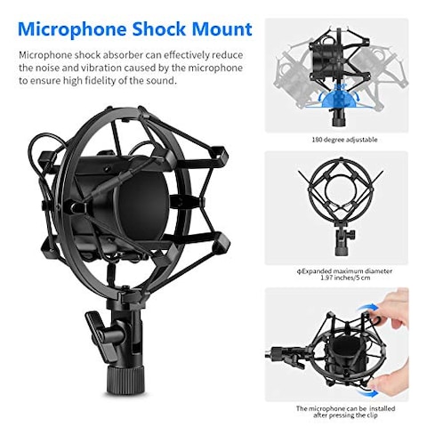 Neewer NW-800 Pro Cardioid Studio Condenser Microphone Set with Shock Mount, Ball-type Anti-wind Foam Cap, 3.5mm to XLR Audio Cable for Recording Broadcasting YouTube Live Periscope (Black(gold))

