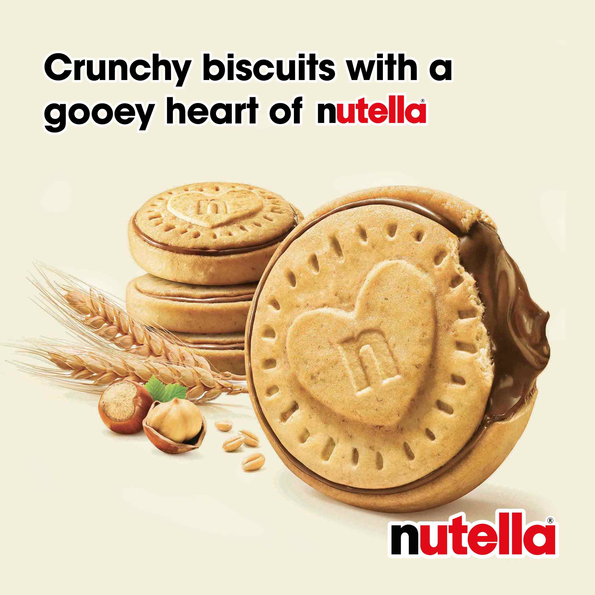 Nutella Biscuits Crunchy Chocolate Hazelnut Spread Filled Biscuit, Pack of 22 Biscuits, 304g