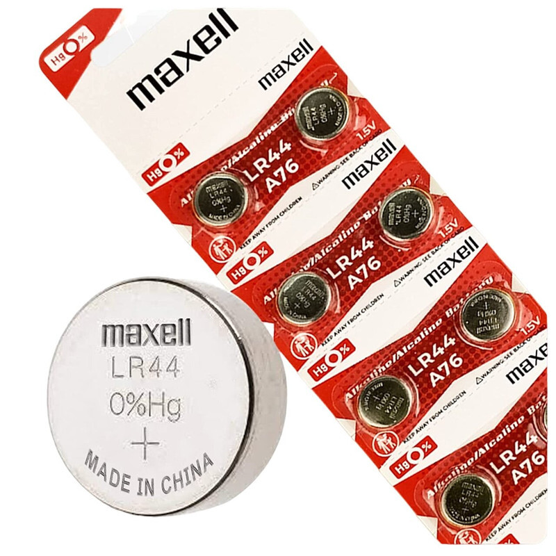 Maxell LR44 (A76) 1.5V Alkaline Button Cell Batteries &ndash; 10 Pieces