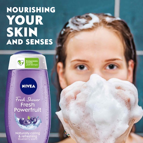 NIVEA Shower Gel Body Wash Fresh Powerfruit Antioxidants Blueberry Scent 250ml