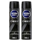 Buy NIVEA MEN Antiperspirant Spray for Men 48h Protection DEEP Black Carbon Antibacterial Woody Scent 150ml Pack of 2 in UAE