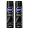 NIVEA MEN Antiperspirant Spray for Men 48h Protection DEEP Black Carbon Antibacterial Woody Scent 150ml Pack of 2