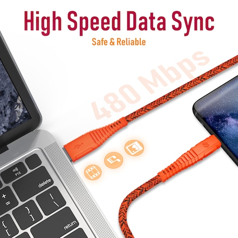 Moxedo Velox  Nylon Braided Cable USB-A to USB-C Cable Fast Charge &amp; Data Sync Compatible with Galaxy S21,S20,S10,Note 10/9,A51,A11,Switch,Pixel,LG &amp; more 2.0m