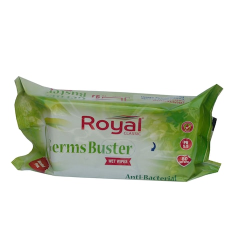 Royal Classic Anti-Bacterial Germs Buster 80 Wet Wipes